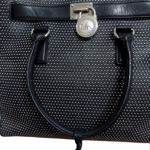 Michael Kors Hamilton Micro Studded Black Leather Shoulder Bag EUC - Picture 8 of 12